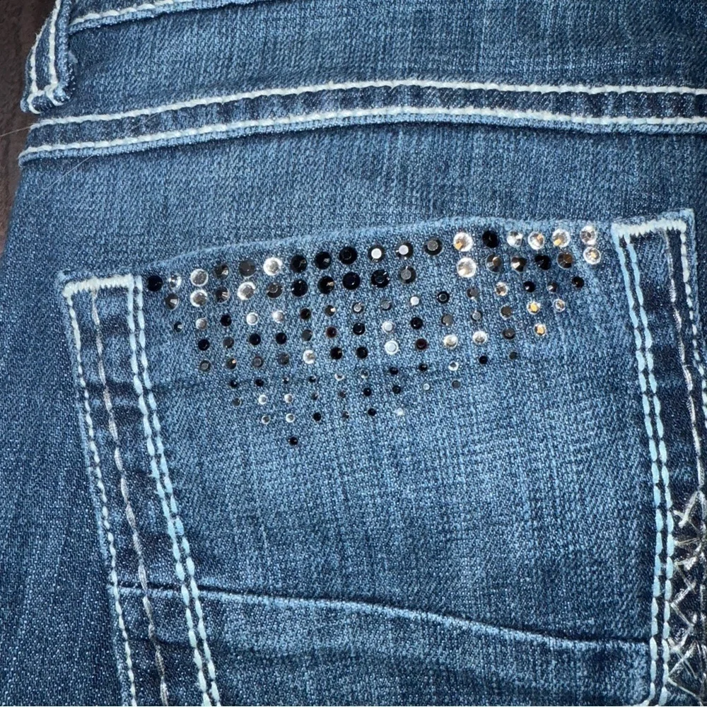 BKE Dark Blue Straight Leg Jeans with Studded Pocket